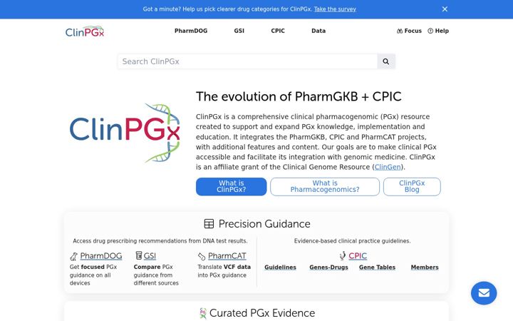 Screenshot of clinpgx.org