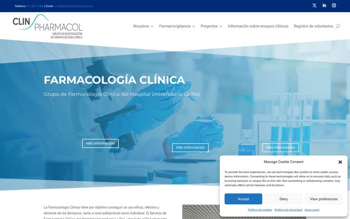 Kuvakaappaus sivustosta clinpharmacolgroup.es