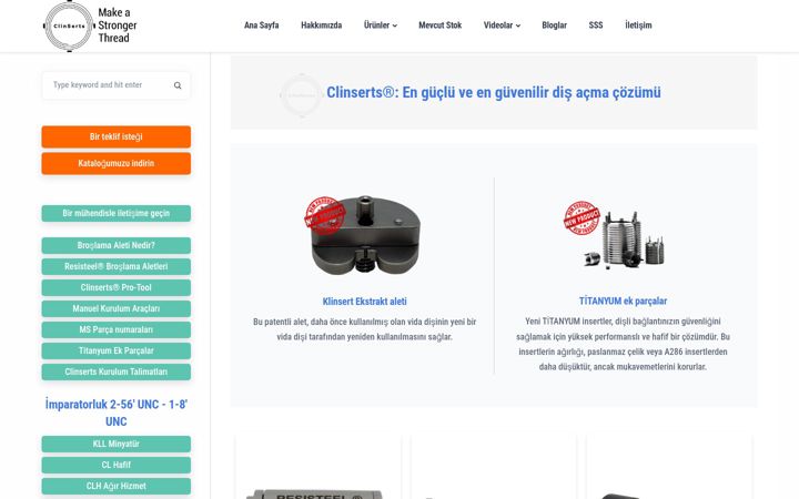 Екранна снимка на clinserts.com.tr