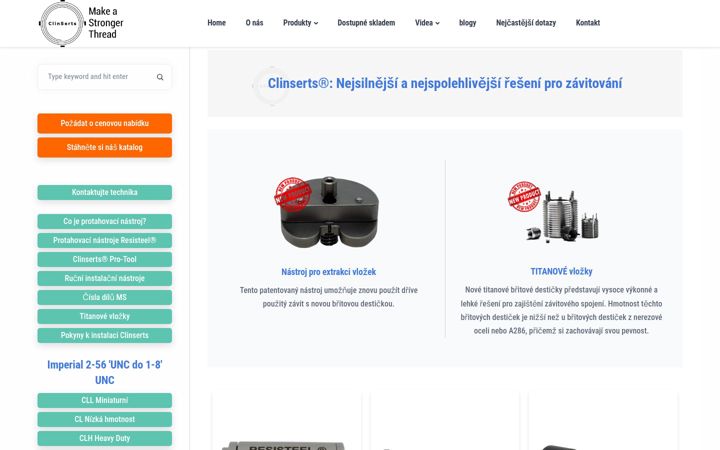 Skjámynd af clinserts.cz