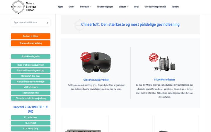 Screenshot of clinserts.dk