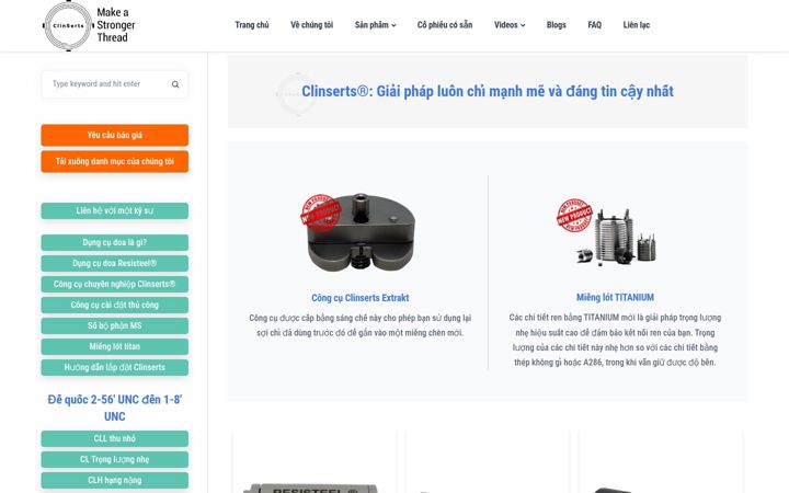 Screenshot of clinserts.vn