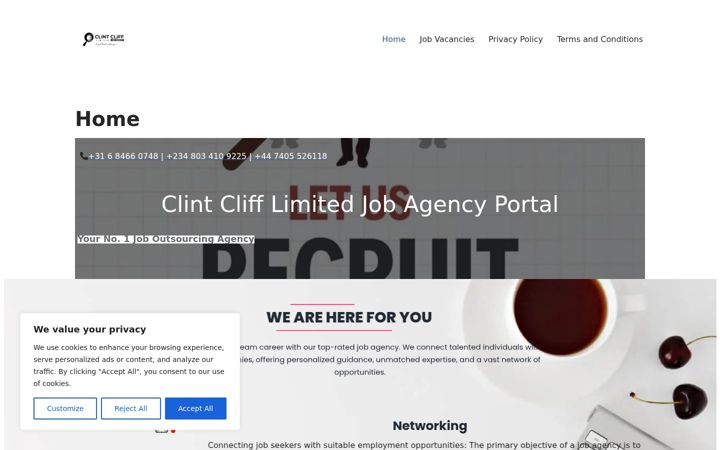 Screenshot of clintcliffjobagency.com