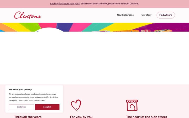 Screenshot of clintonsretail.com