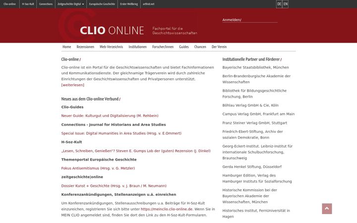 Screenshot του clio-online.de