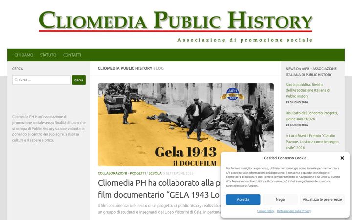 Captura de pantalla de cliomediapublichistory.it