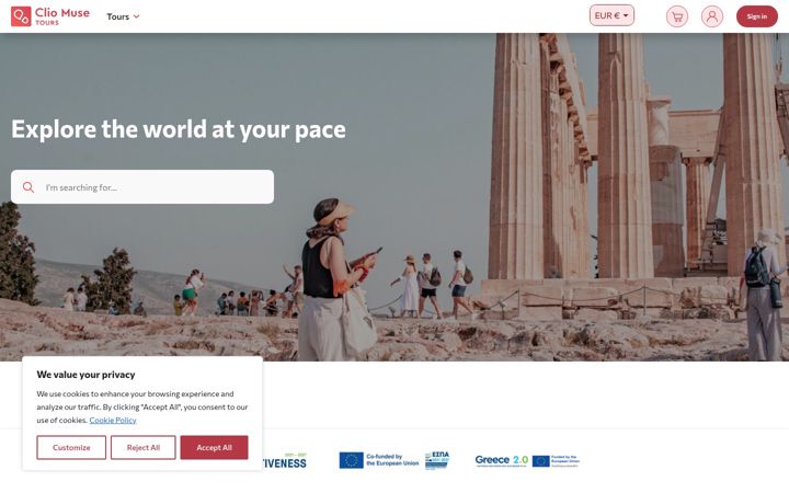 Screenshot of cliomusetours.com