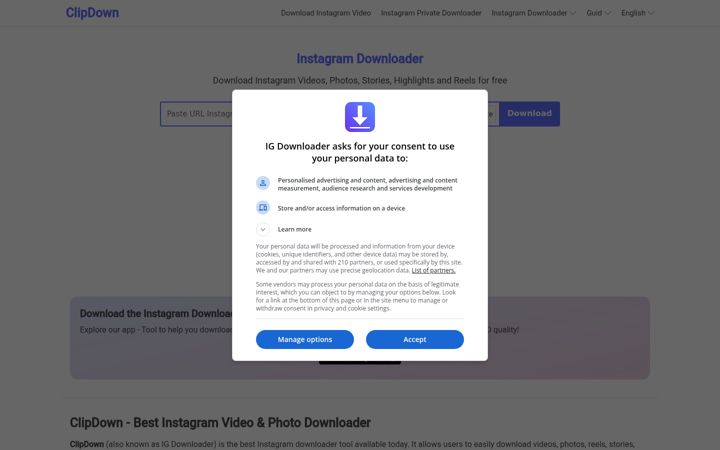 Screenshot of clipdown.com