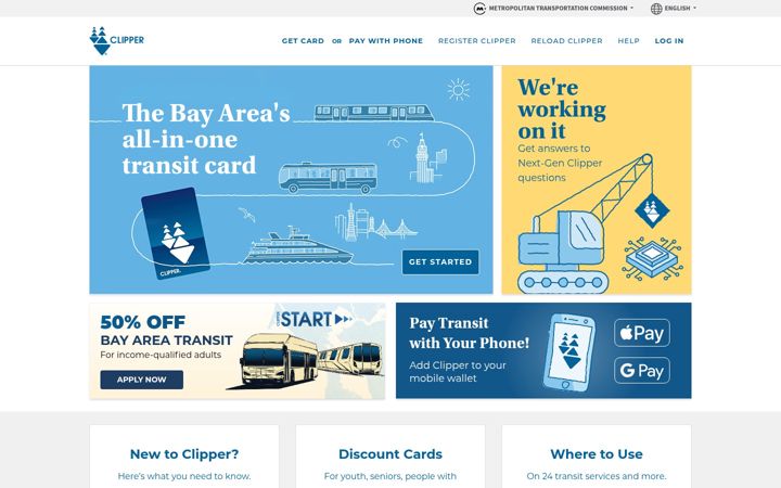 Screenshot of clippercard.com