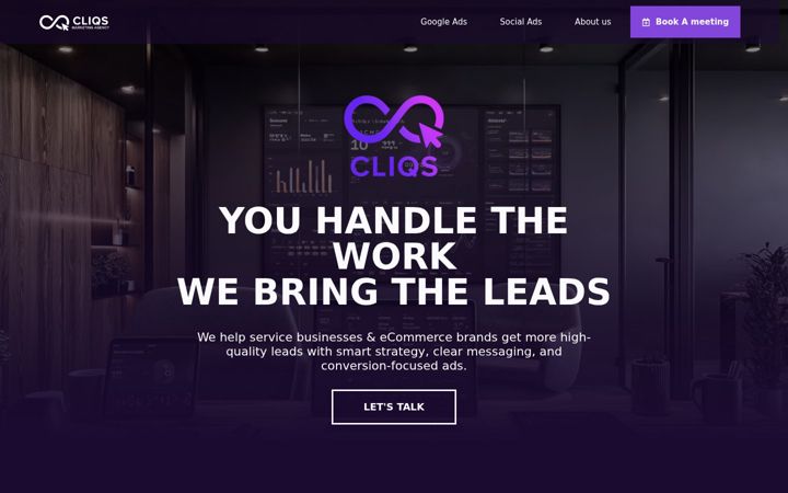 Screenshot of cliqsagency.com