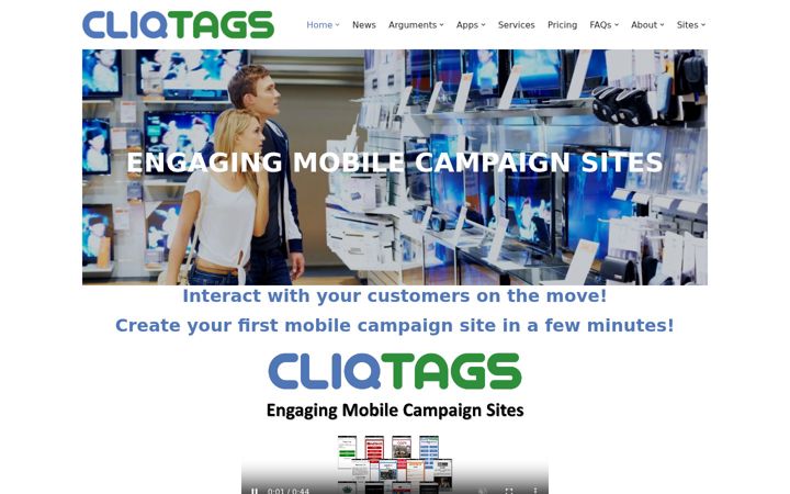 Screenshot of cliqtags.com