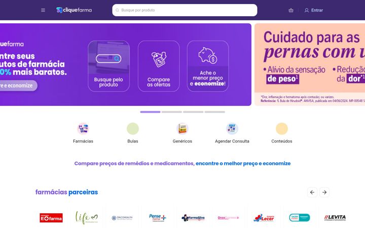 Screenshot of cliquefarma.com.br
