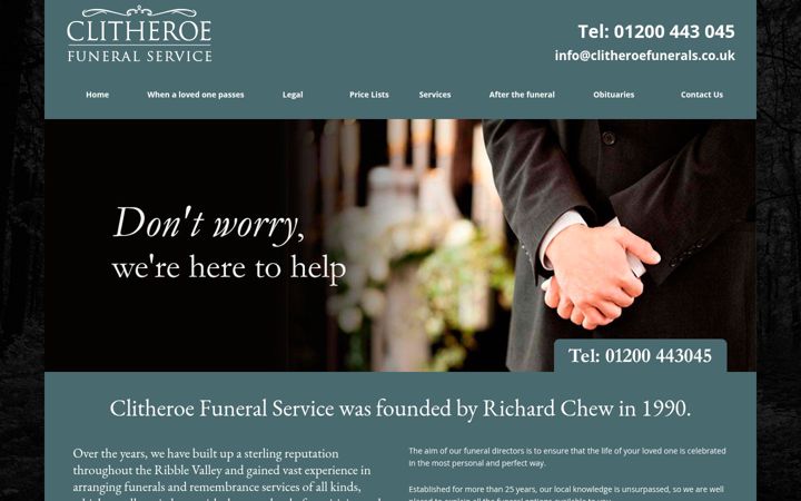 Zrzut ekranu clitheroefunerals.co.uk