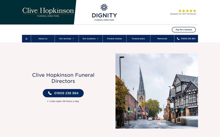 Zrzut ekranu clivehopkinsonfunerals.co.uk
