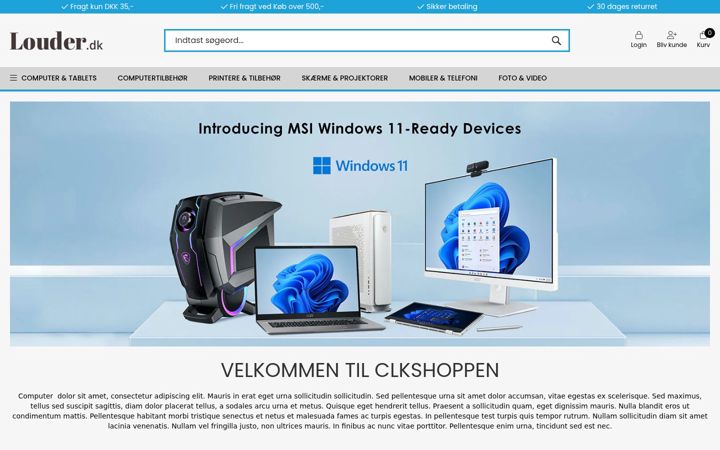 Screenshot of clkshoppen.dk