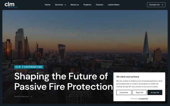 Screenshot of clmfireproofing.com