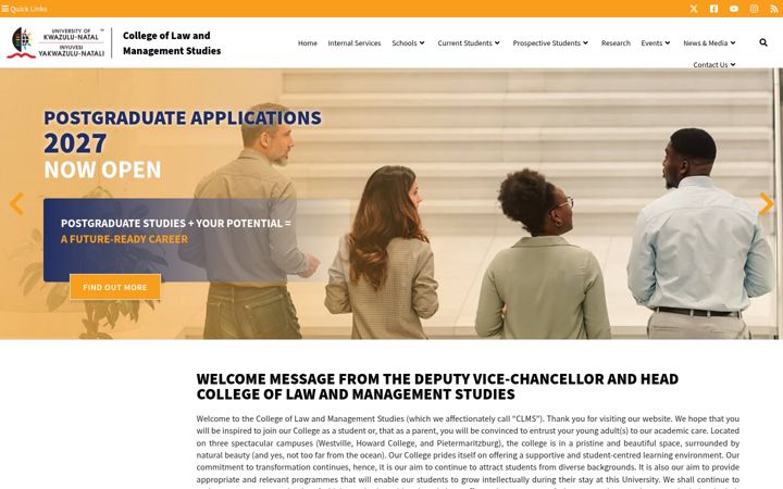 Екранна снимка на clms.ukzn.ac.za