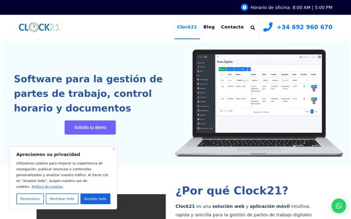 Screenshot of clock-21.com