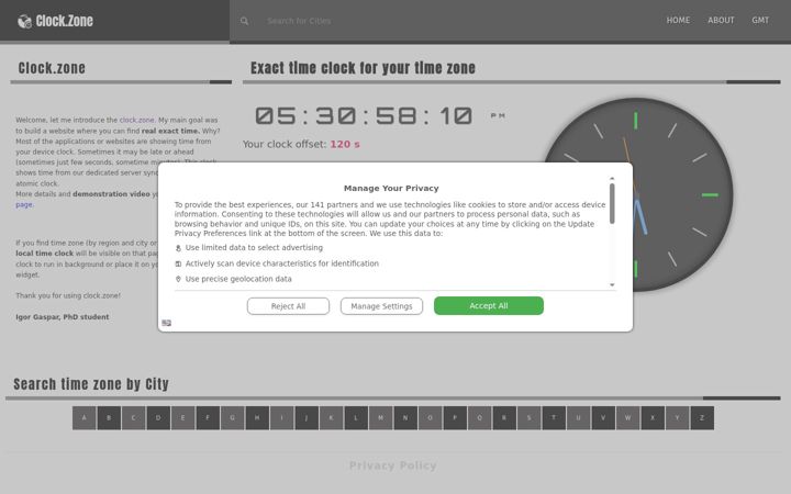 Screenshot of clock.zone