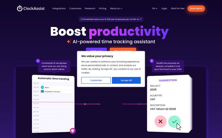 Zrzut ekranu clockassist.ai