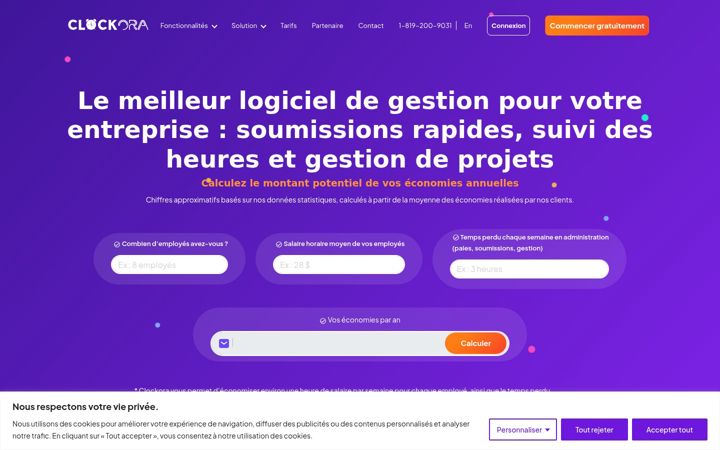 Screenshot of clockora.com