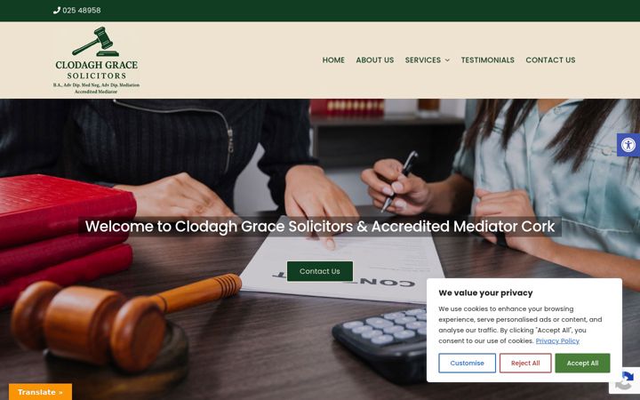 Screenshot of clodaghgracesolicitors.ie