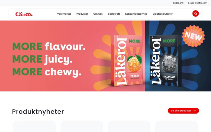Ekrano kopija cloetta.no