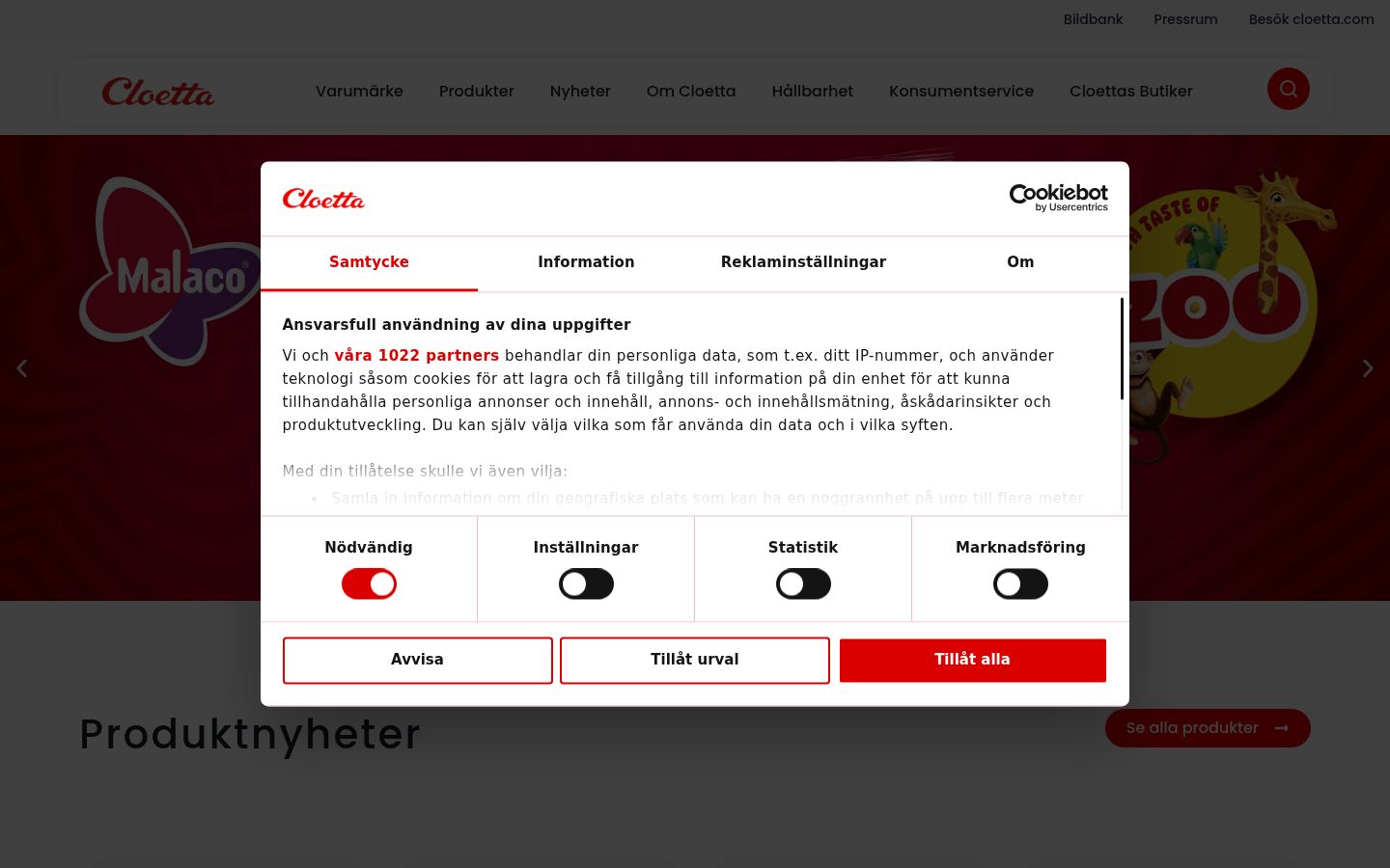 Sutikimo reklamjuostės, rodytos prieš bet kokią sąveiką, ekrano kopija