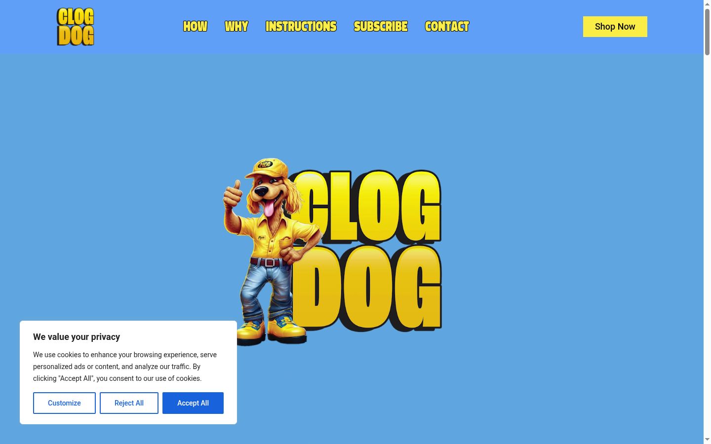 Screenshot of the consent banner shown before any interaction