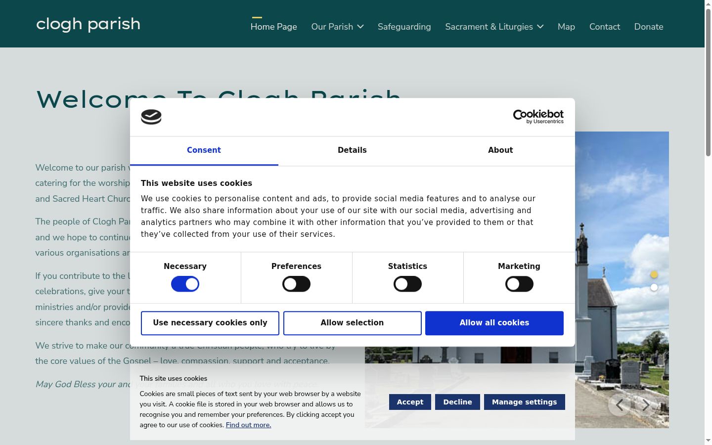 Screenshot of the consent banner shown before any interaction