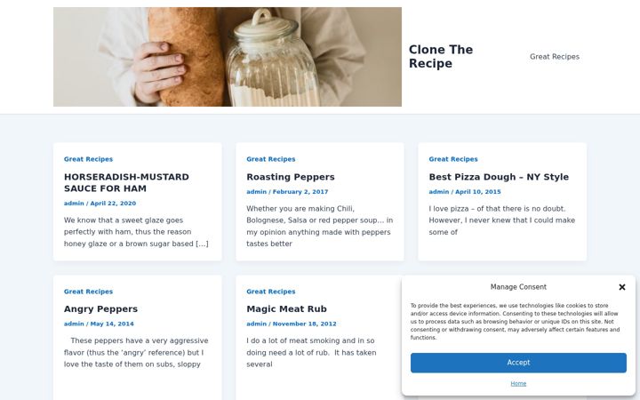 Screenshot of clonetherecipe.com