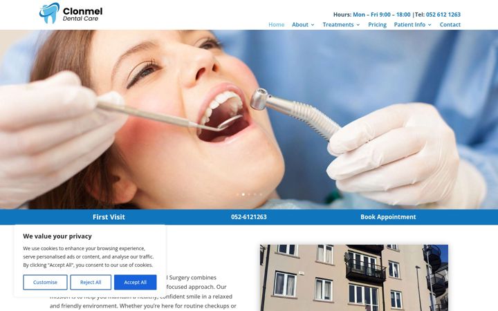 Capture d'écran de clonmeldentalcare.ie