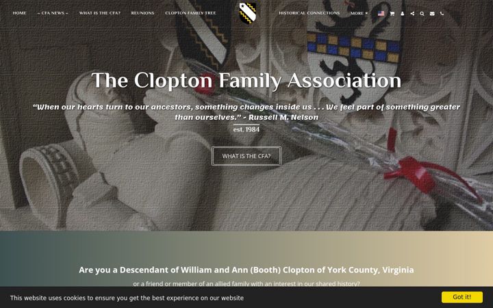 Screenshot of cloptonfamily.net