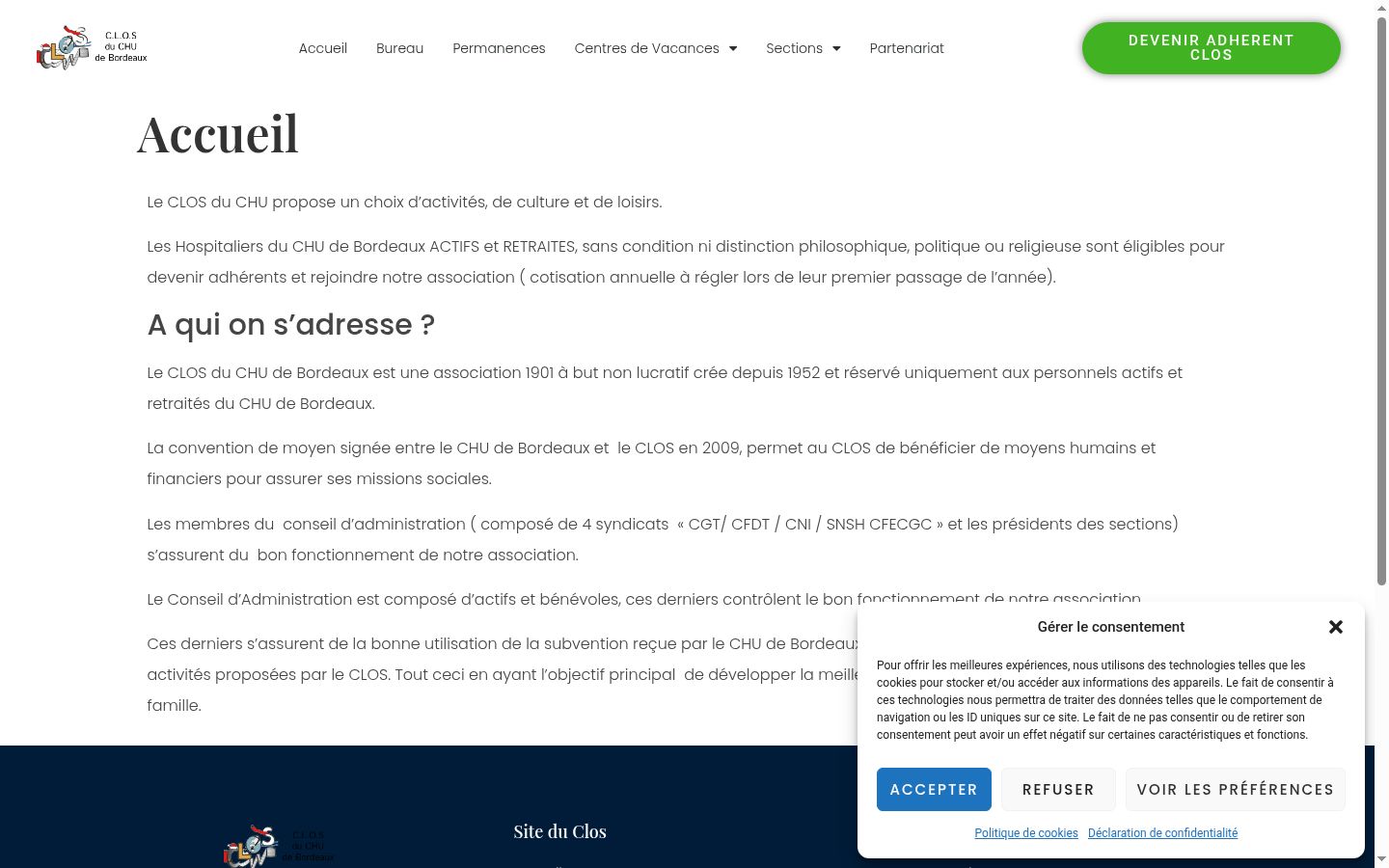 Screenshot of the consent banner shown before any interaction