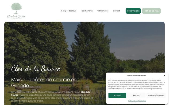 Skjámynd af closdelasource-gironde.fr