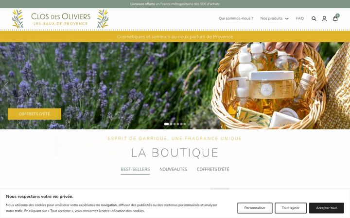 Screenshot of closdesoliviers-provence.com