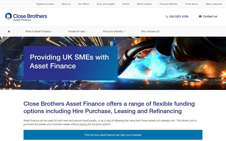 Captura de ecrã de closeassetfinance.co.uk