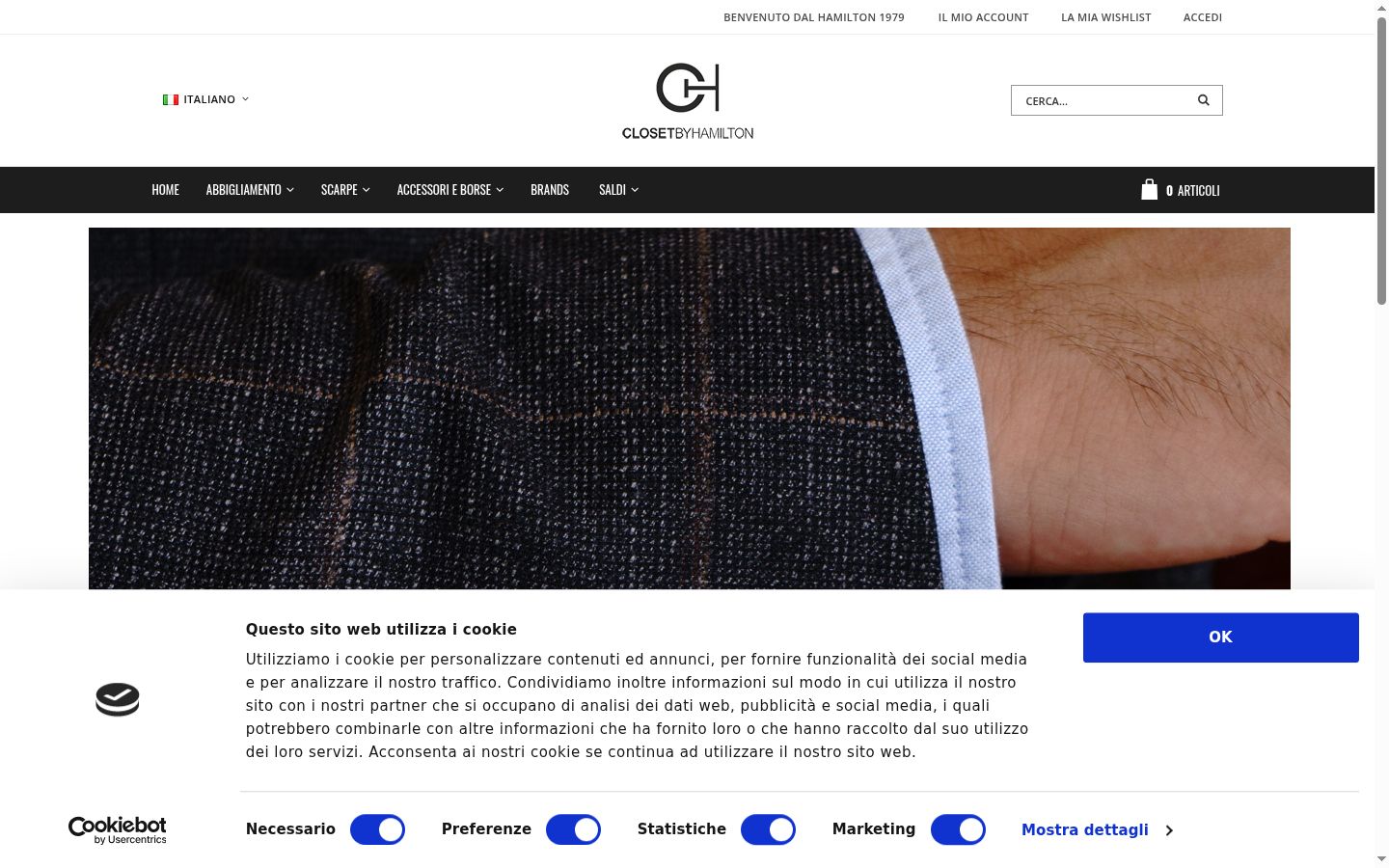 Captura de ecrã do banner de consentimento apresentado antes de qualquer interação