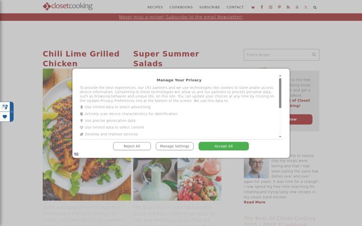 Screenshot of closetcooking.com