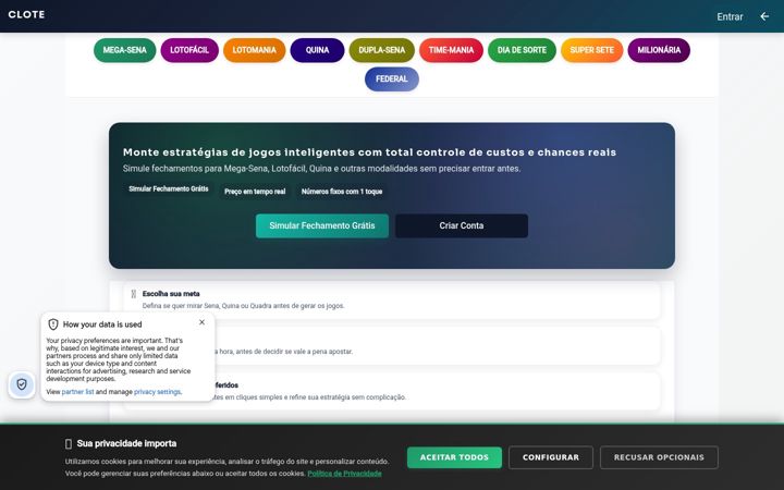 Posnetek zaslona clote.com.br