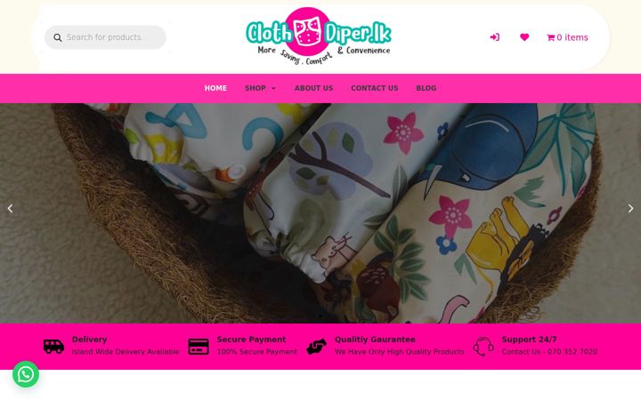 Screenshot of clothdiaper.lk