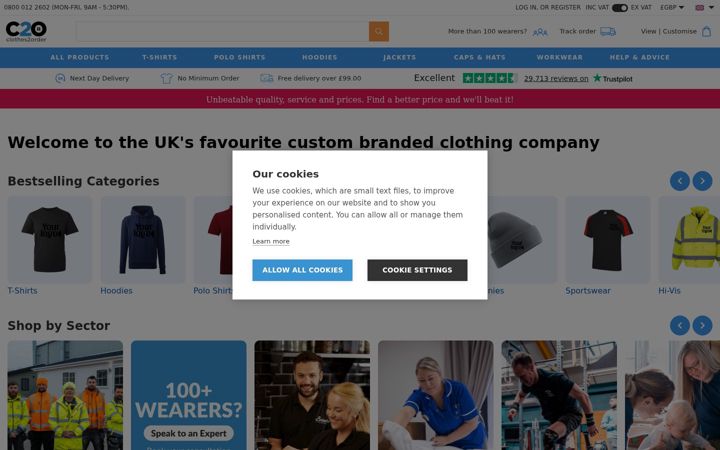 Snímek obrazovky clothes2order.com