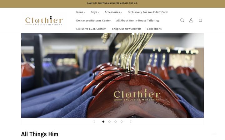 Screenshot of clothierexclusivemenswear.com