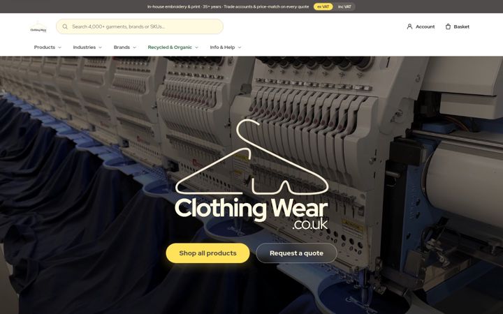 Screenshot του clothingwear.co.uk