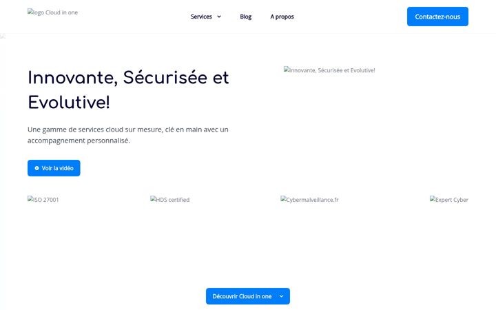 Screenshot stránky cloud-in-one.fr
