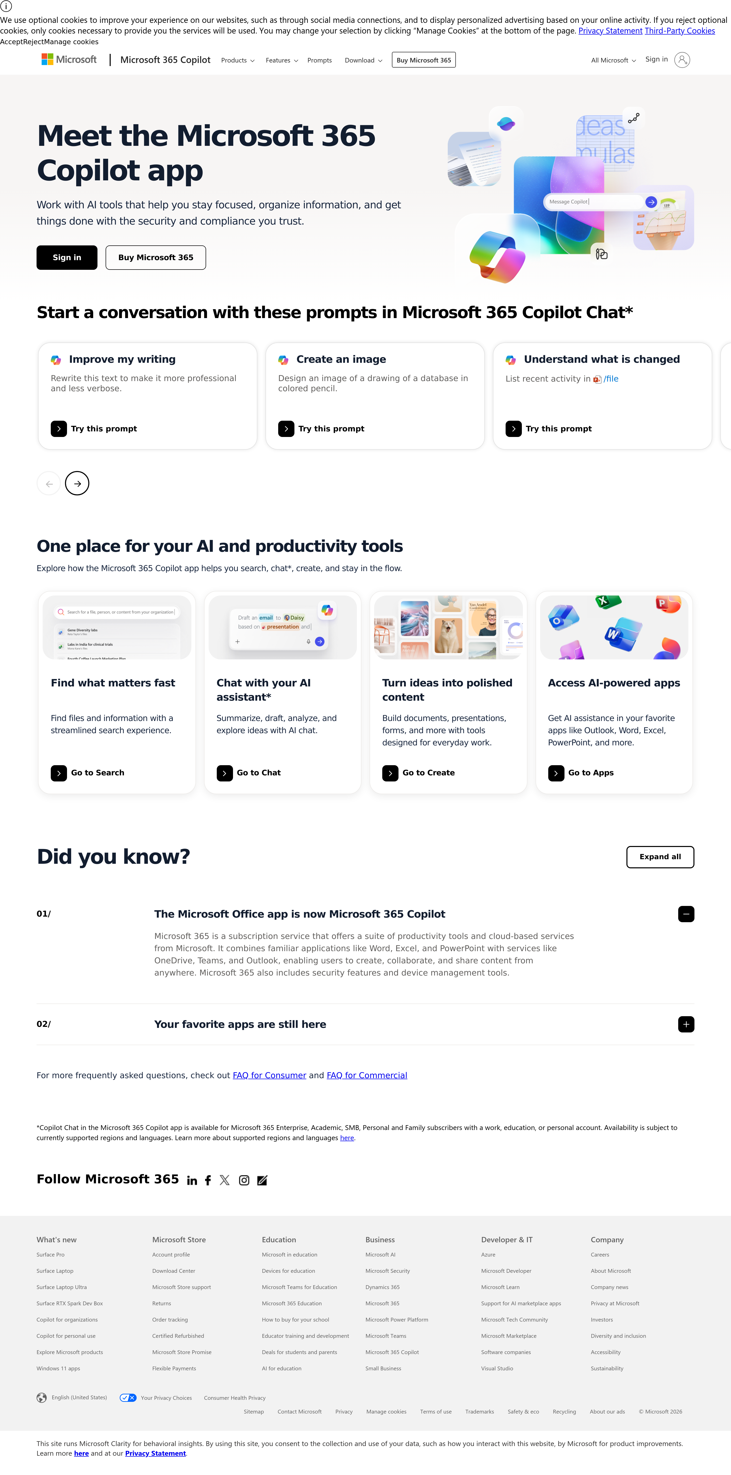 Screenshot of cloud.microsoft