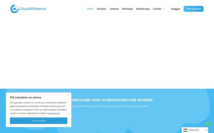 Skjámynd af cloud4finance.nl