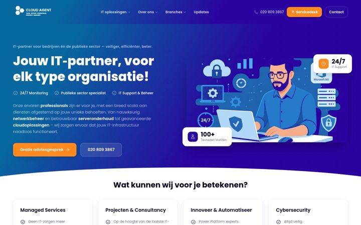 Skjámynd af cloudagent.nl