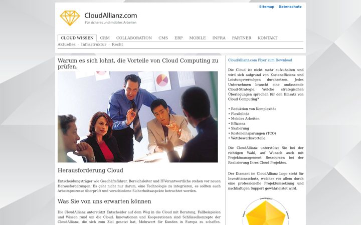 Screenshot of cloudallianz.com