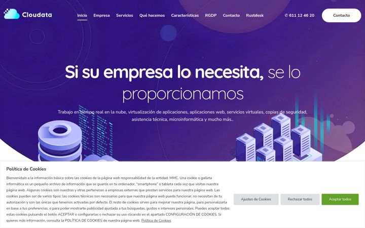 Captura de pantalla de cloudata.es